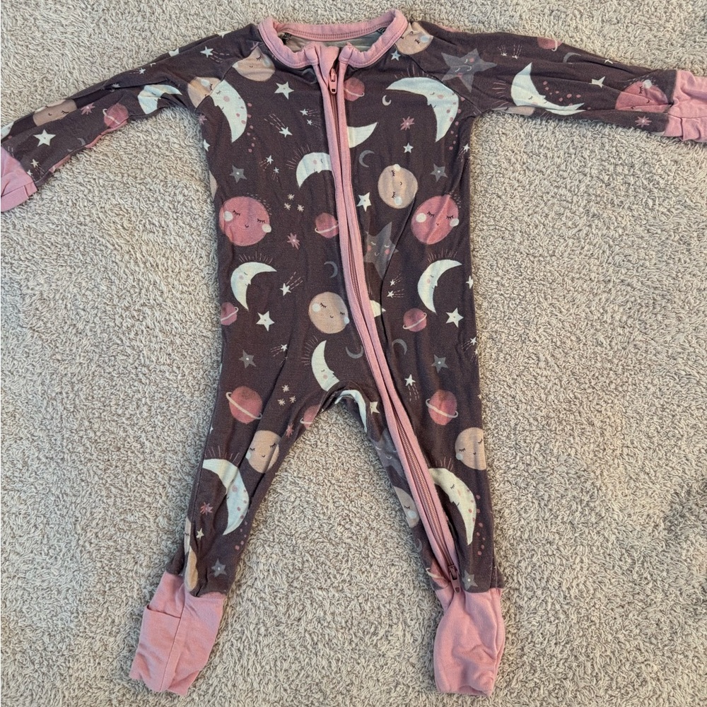 Little Sleepies Brown and Pink Footies One Piece